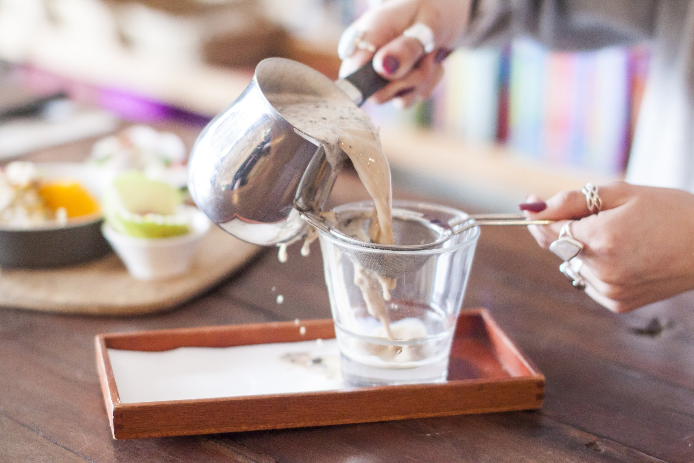 Iced drink being poured at the table